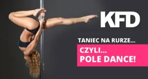 Tancerka pole dance wykonująca akrobację na rurze