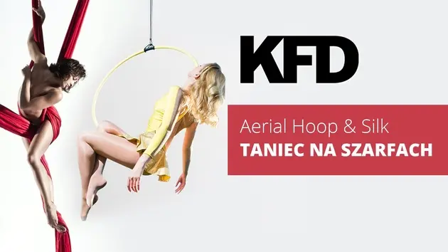 Kobieta wykonująca akrobacje na szarfie aerial silk