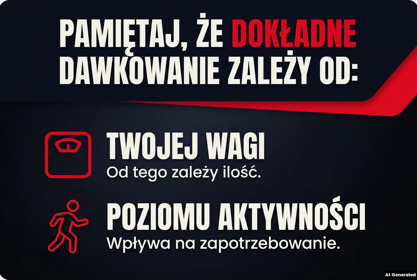 Lista czynników wpływających na dawkowanie kreatyny i białka.
