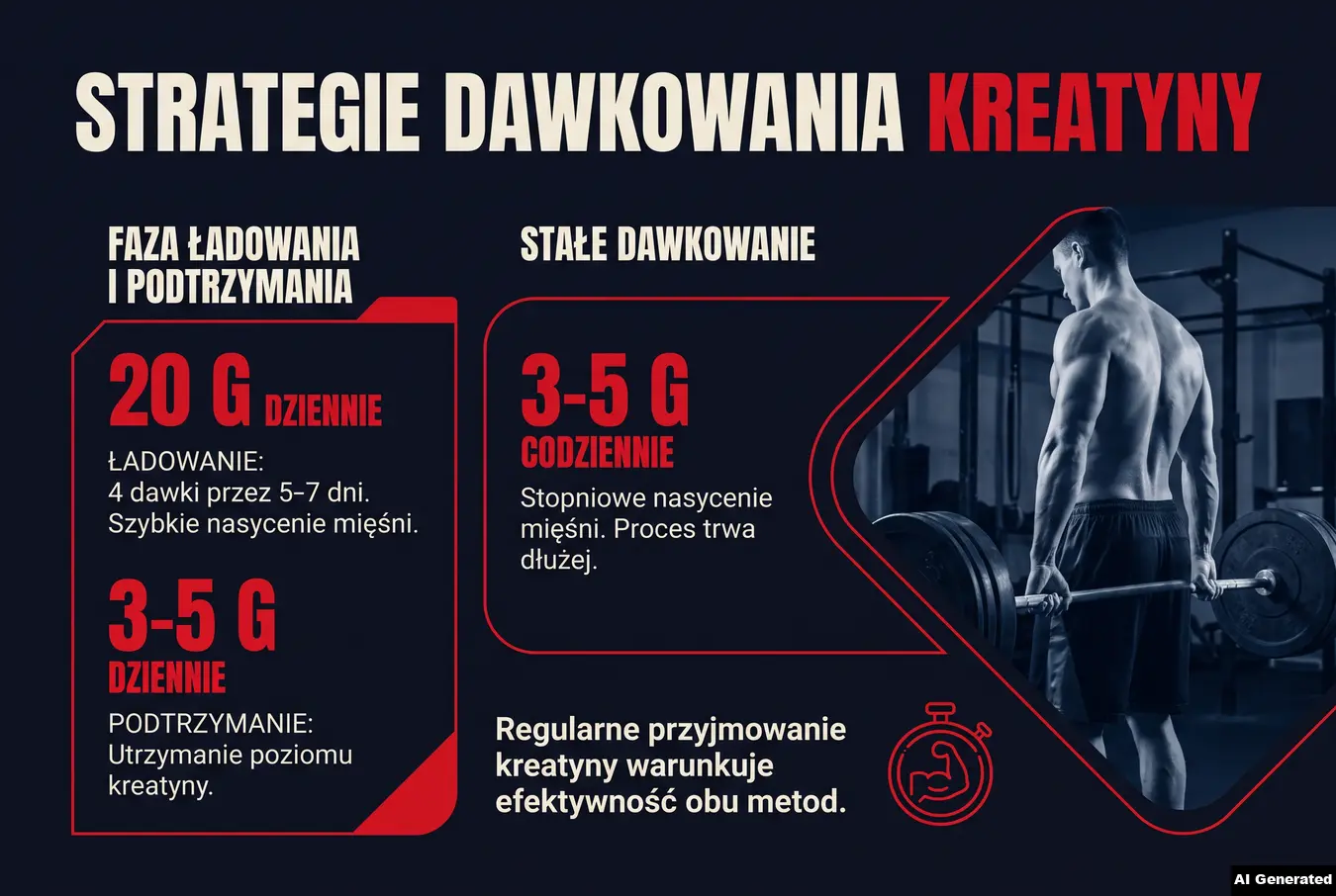 Porównanie dwóch strategii dawkowania kreatyny: ładowanie i stałe dawkowanie.
