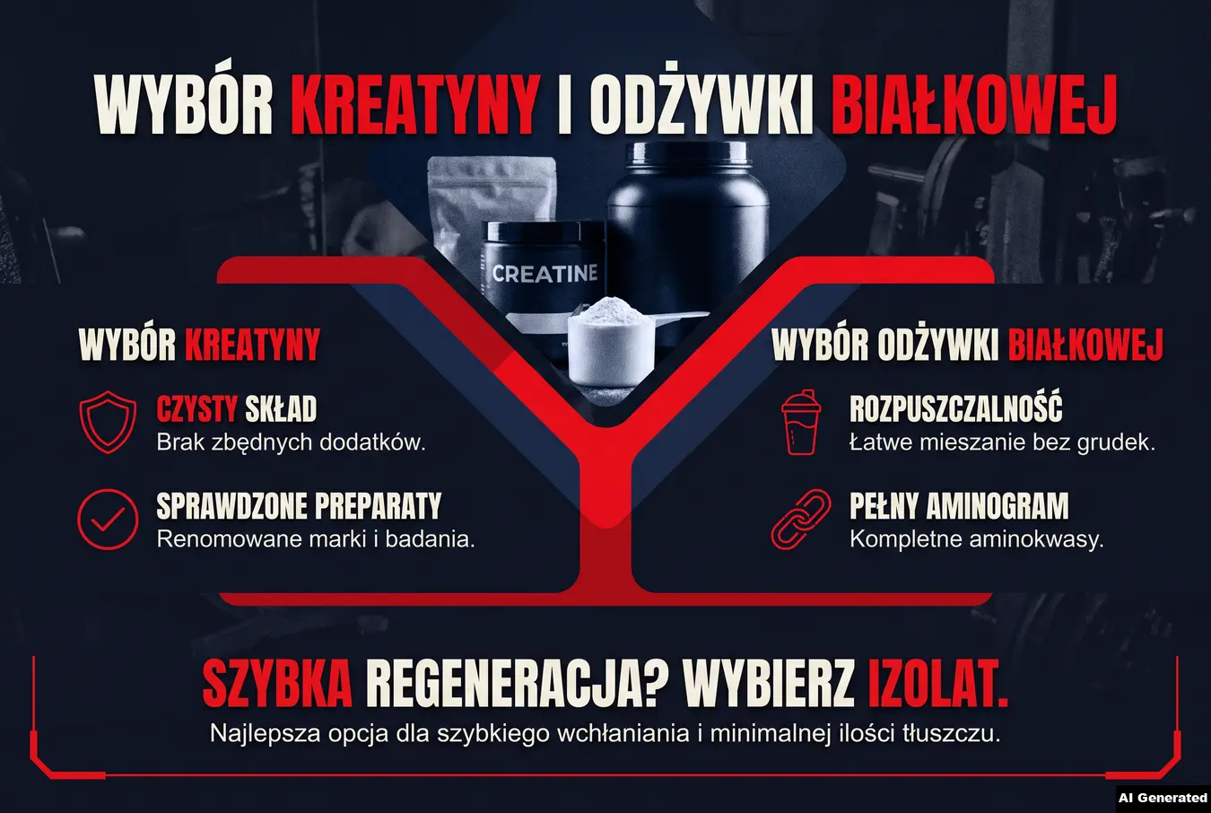 Kryteria wyboru kreatyny i odżywki białkowej.
